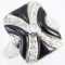 Vintage Art Deco 18K white gold diamond & onyx ring