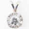 Estate unmarked 14K white gold diamond halo pendant