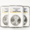 Investor's lot of 3 certified 2012-(W) U.S. American Eagle silver dollars
