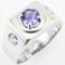 Estate 18K white gold diamond & tanzanite ring