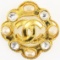 Estate Chanel gold-plated rhinestone & faux pearl pin