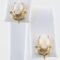 Pair of estate 14K yellow gold opal flower stud earrings