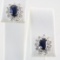 Pair of estate 14K white gold diamond & natural sapphire stud earrings