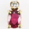 Estate unmarked 14K yellow gold diamond & red spinel pendant