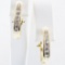 Pair of estate 14K yellow & white gold diamond hoop earrings