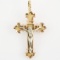 Estate 14K yellow, white & rose gold crucifix pendant