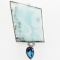 Estate sterling silver blue topaz & larimar Native American pendant