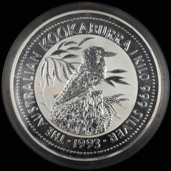 1993 Australia proof $30 kilogram .999 silver Kookaburra