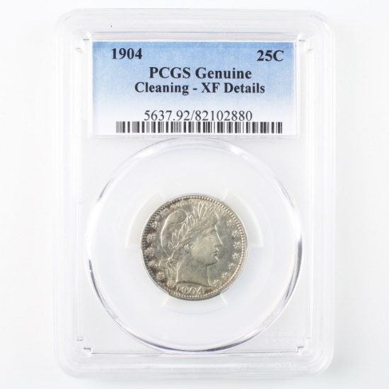 Certified 1904 U.S. Barber quarter