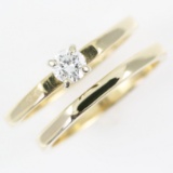 Estate 14K yellow gold diamond wedding set