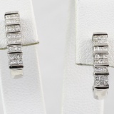 Pair of estate 14K white gold diamond earrings