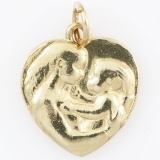 Estate James Avery 14K yellow gold mother & child heart charm