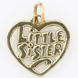 Estate James Avery 14K yellow gold “Little Sister” heart charm
