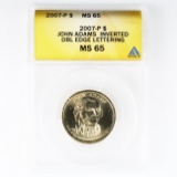 Certified 2007-P error U.S. John Adams presidential dollar