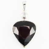 Estate 14K white gold diamond & garnet pendant