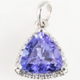 Estate 14K white gold diamond & tanzanite pendant