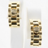 Pair of vintage 18K yellow gold Rolex-style earrings