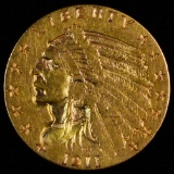 1911 U.S. $2 1/2 Indian head gold coin