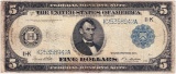 1914 U.S. large size $5 blue seal federal reserve banknote