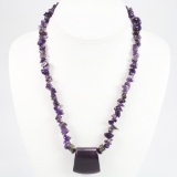 Vintage amethyst & dyed cat's eye necklace