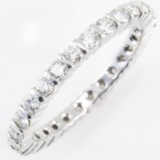 Estate unmarked 14K white gold diamond eternity band ring