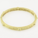 Estate Judith Ripka 18K yellow gold diamond hinged bangle bracelet
