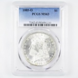 Certified 1885-O U.S. Morgan silver dollar