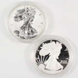 2-piece set of 2012-S U.S. proof & reverse proof American Eagle silver dollars