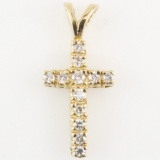 Estate 14K yellow gold diamond cross pendant
