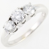 Estate 14K white gold 3-stone diamond ring