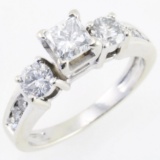 Estate unmarked 14K white gold diamond ring