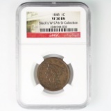 Certified 1848 U.S. braided hair large cent