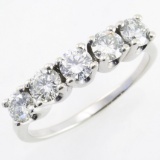Estate 14K white gold 5-stone diamond ring
