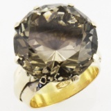 Estate 14K yellow gold smoky quartz ring