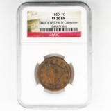 Certified 1850 U.S. braided hair large cent