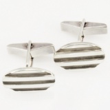 Pair of authentic estate Tiffany & Co. sterling silver ribbed oval cufflinks