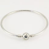 Estate Pandora sterling silver bangle charm bracelet