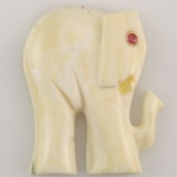 Vintage genuine ivory & ruby elephant carving