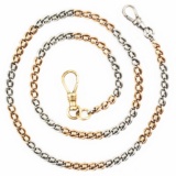 Vintage rose & white gold-filled watch chain