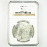 Certified 1884-O U.S. Morgan silver dollar