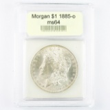 Certified 1885-O U.S. Morgan silver dollar