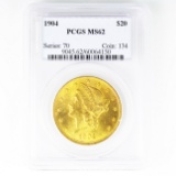 Certified 1904 U.S. $20 Liberty head gold coin