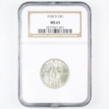 Certified 1928-D U.S. standing Liberty quarter