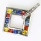 Estate 14K white gold diamond & natural sapphire square pendant