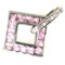 Estate 14K white gold diamond & natural pink sapphire square pendant