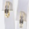 Pair of 14K yellow gold diamond hoop earrings