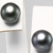 Pair of estate 18K yellow gold Tahitian pearl stud earrings