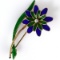 Vintage gold-plated enameled flower pin