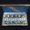 Antique set of 12 gilt .800 fine silver demitasse spoons in their original hinged box