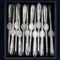 Complete set of 12 antique Argyle silver-plated seafood forks